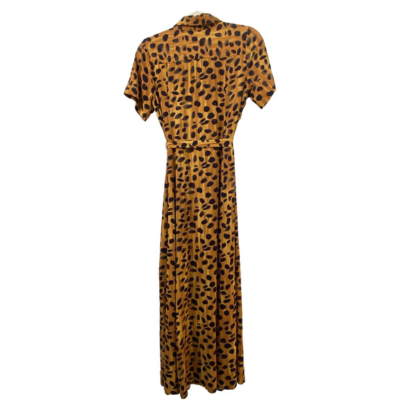 ANTHROPOLOGIE Porridge Vianne Maxi Shirt Dress Cheetah Animal Print Size 2 - Picture 7 of 16